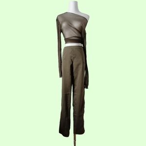 vintage olive cotton casual pants by Asobio